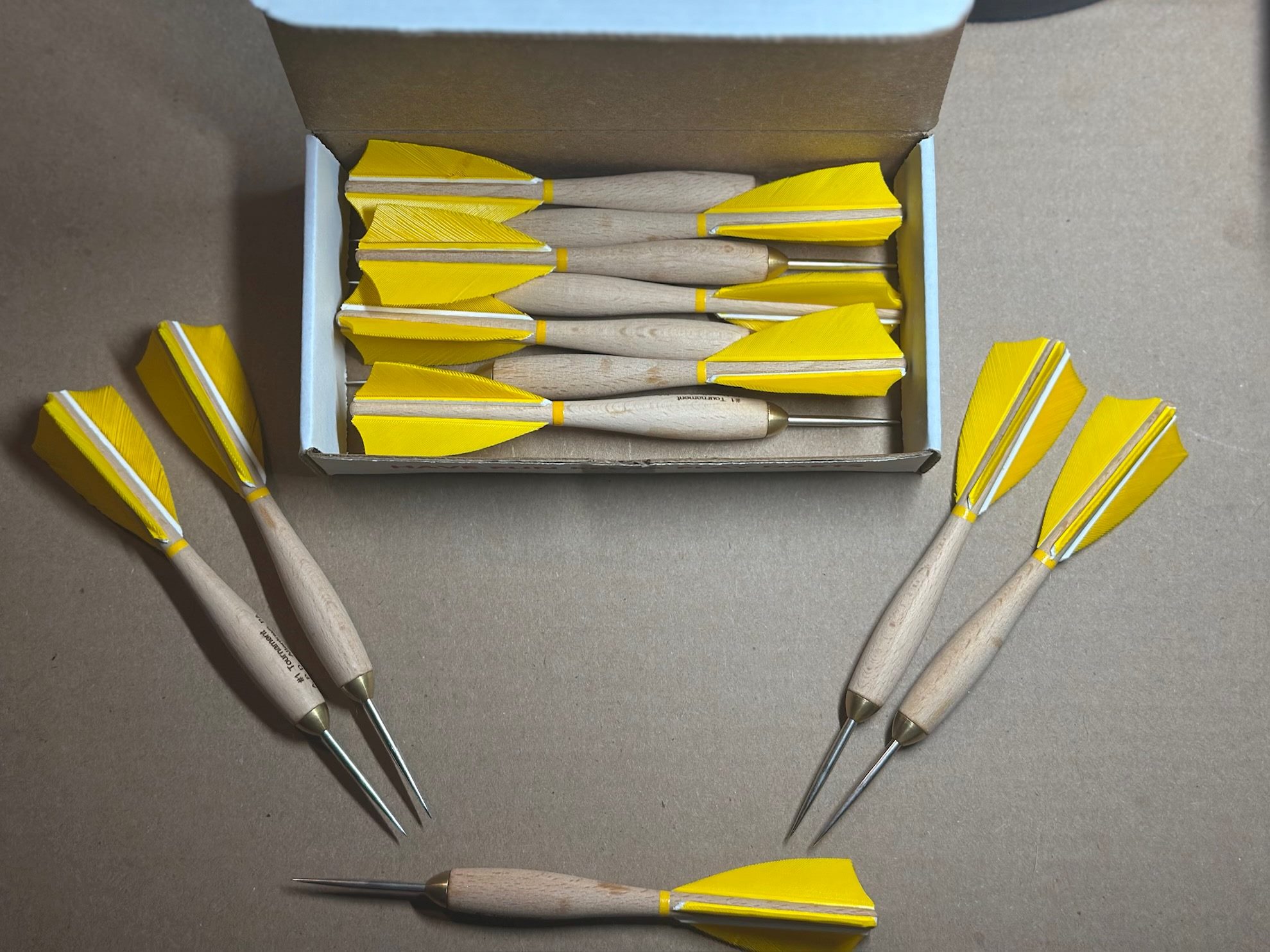 810 Yellow Turkey Feather #1 Wooden Darts - Image 2
