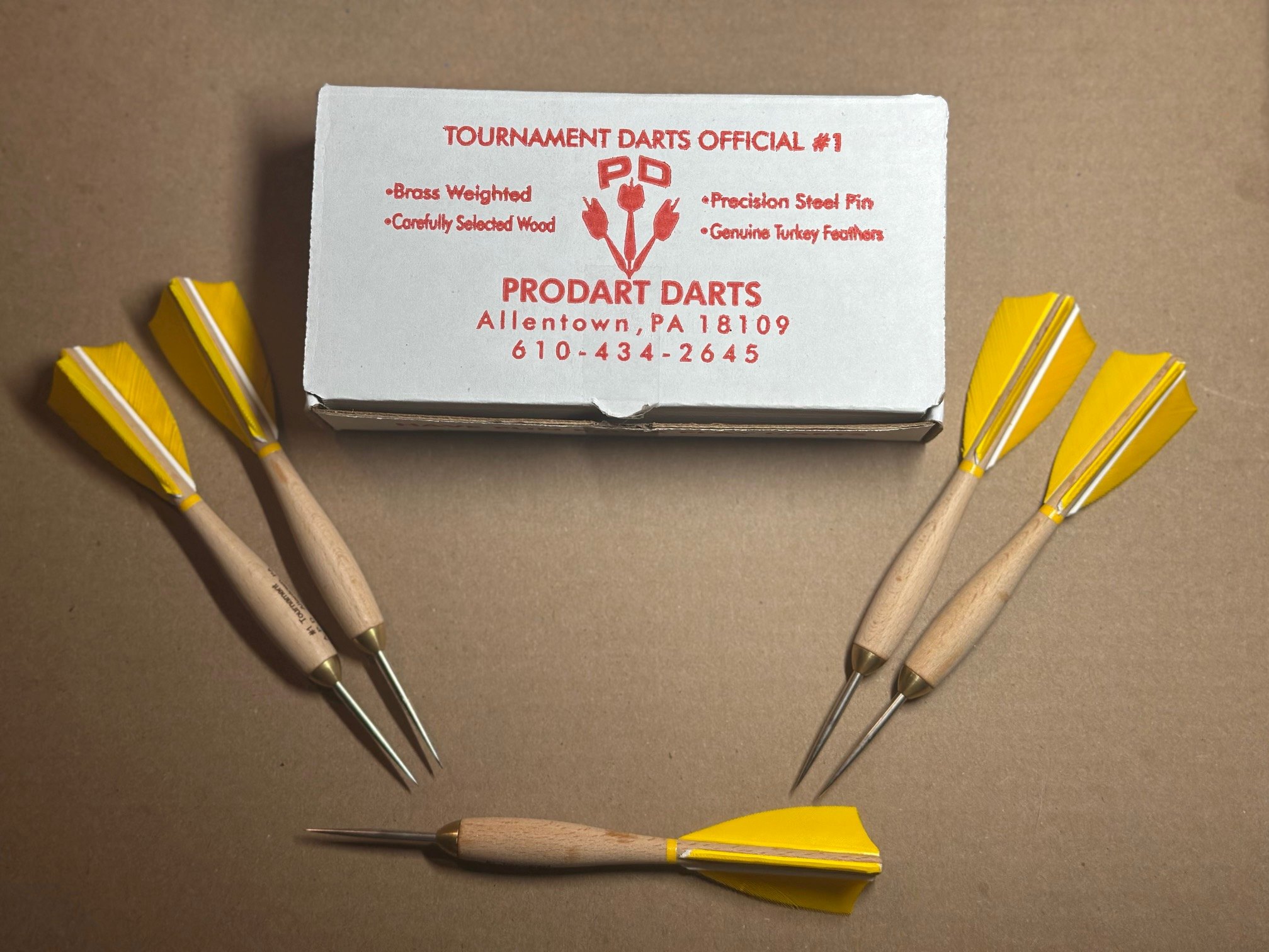 810 Yellow Turkey Feather #1 Wooden Darts