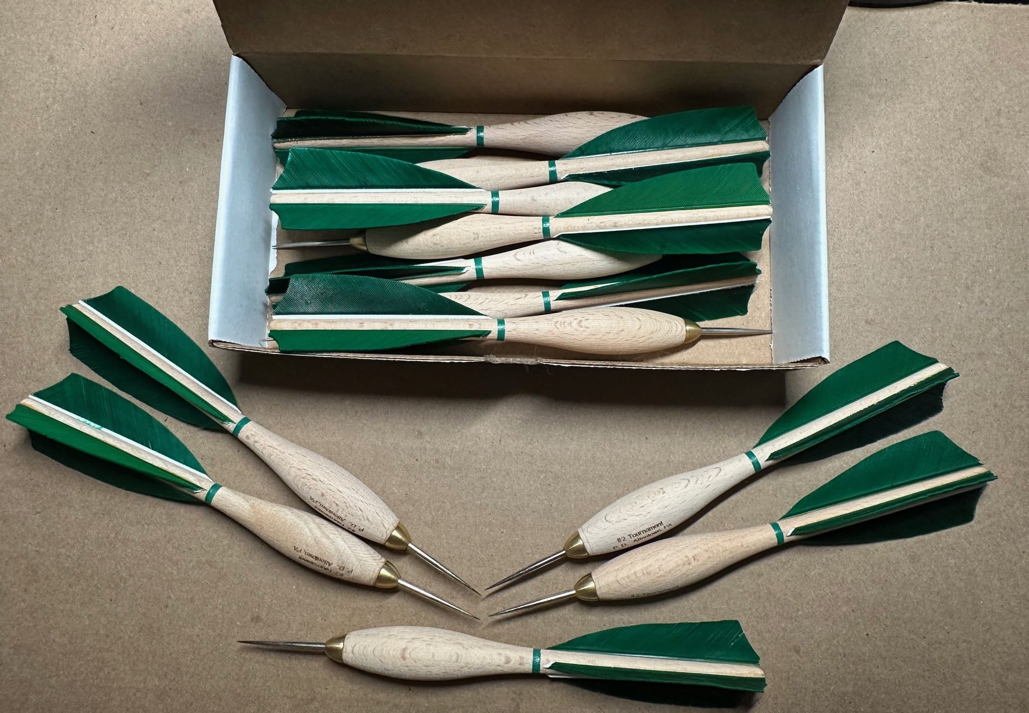 902 Green Turkey Feather #2 Dartball Wooden Darts - Image 2