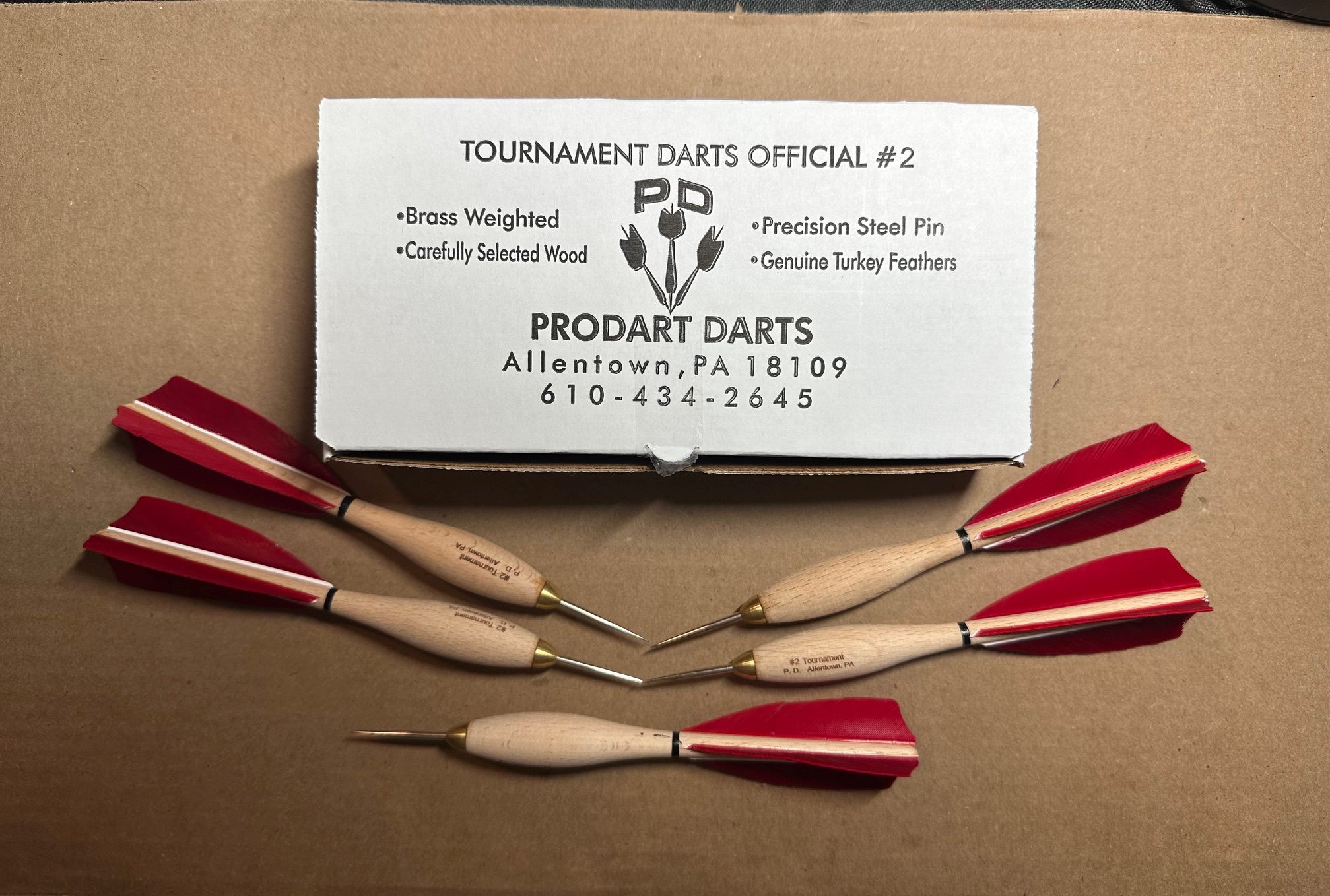 907 Red Turkey Feather #2 Dartball Wooden Darts