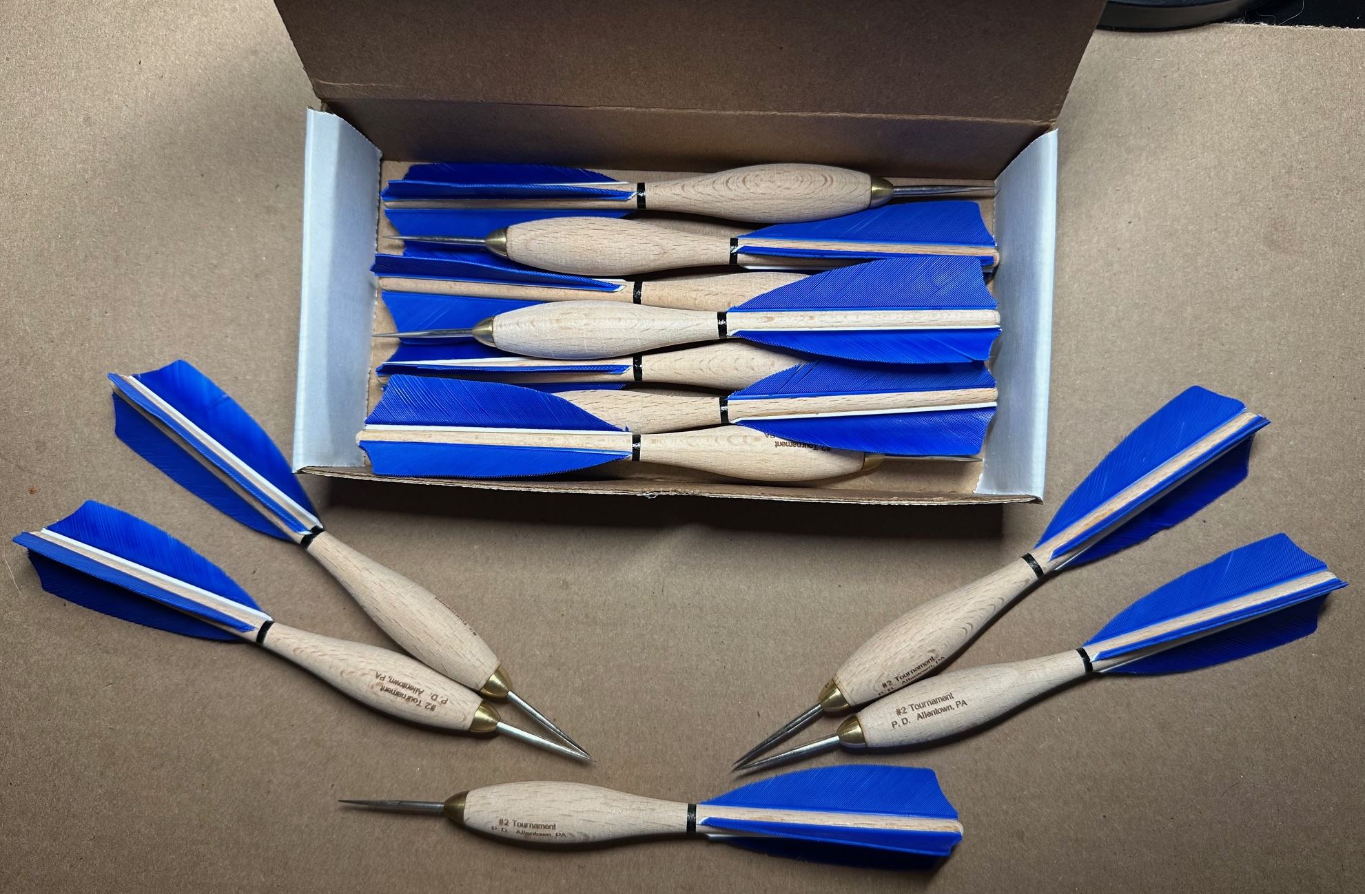 912 Royal Blue Turkey Feather #2 Dartball Wooden Darts - Image 2