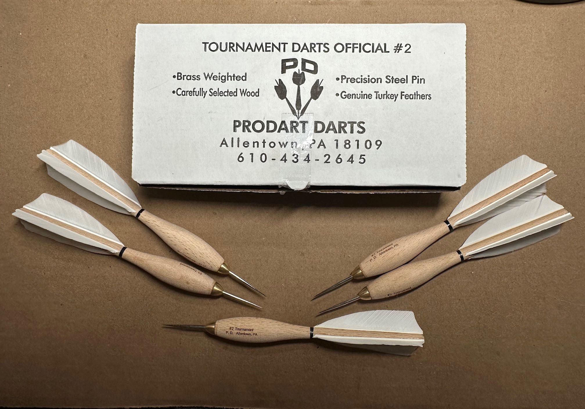 900 White Turkey Feather #2 Dartball Wooden Darts