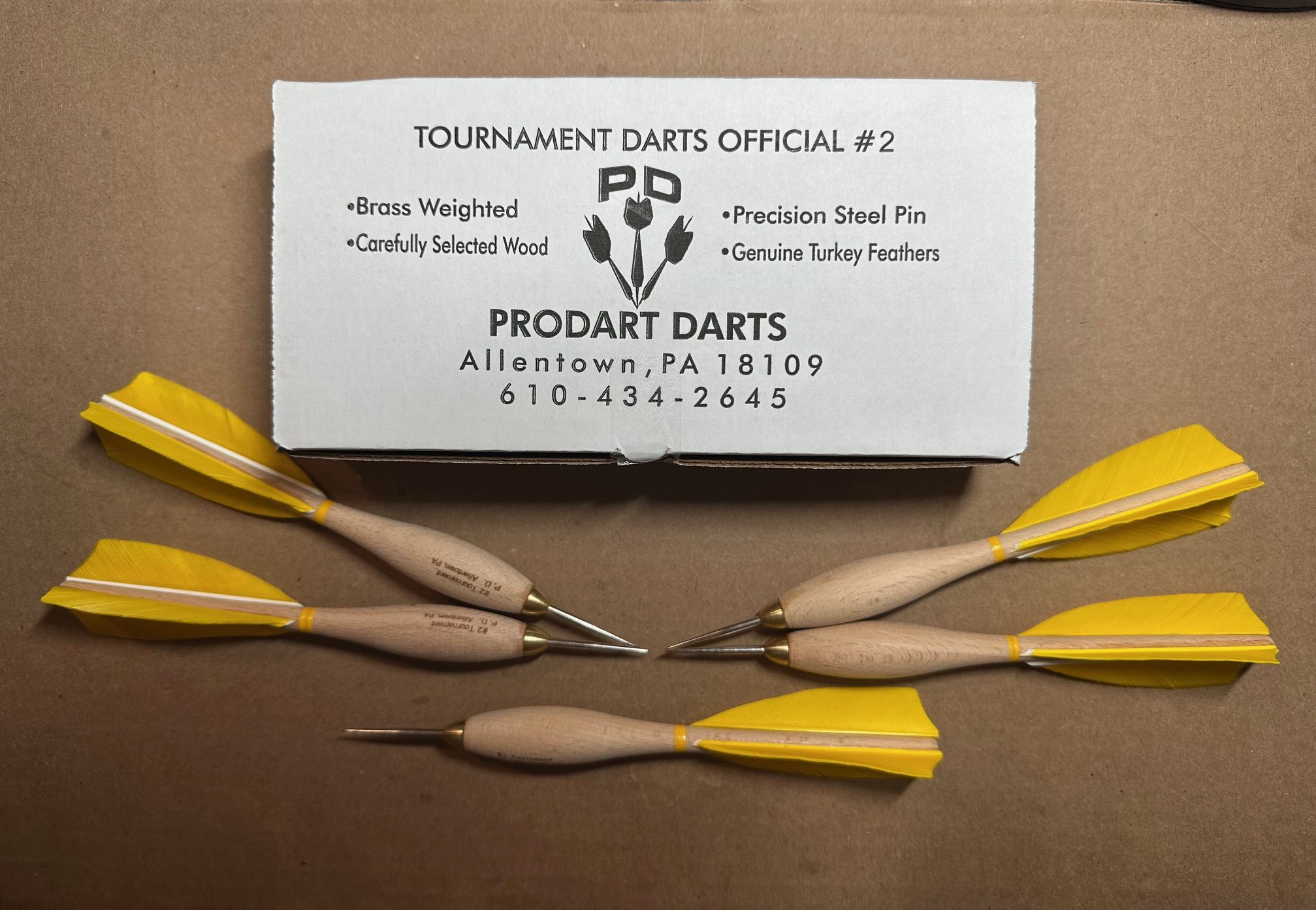 910 Yellow Turkey Feather #2 Dartball Wooden Darts