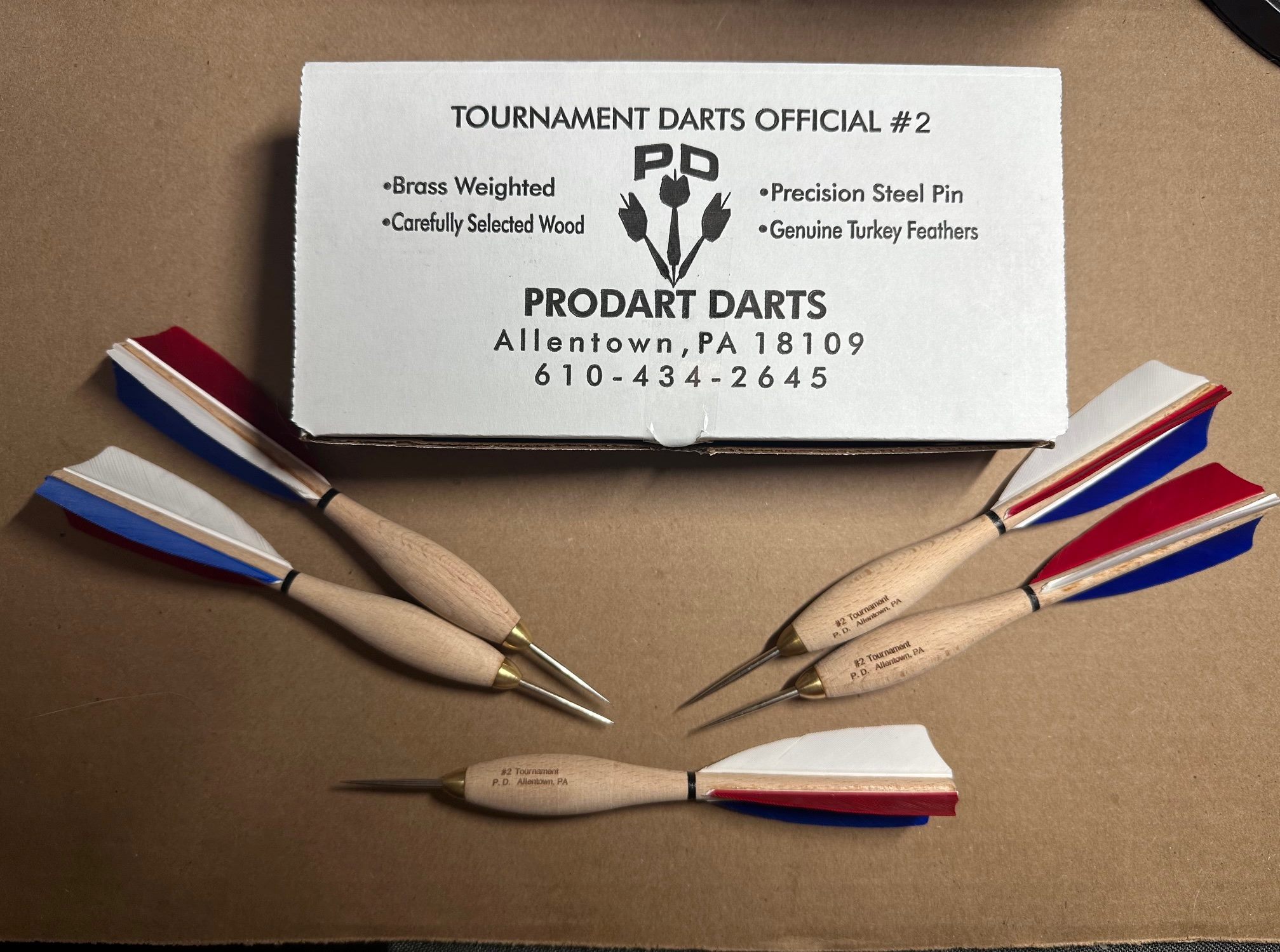 928 Red, White, Blue Turkey Feather  #2 Dartball Wooden Darts