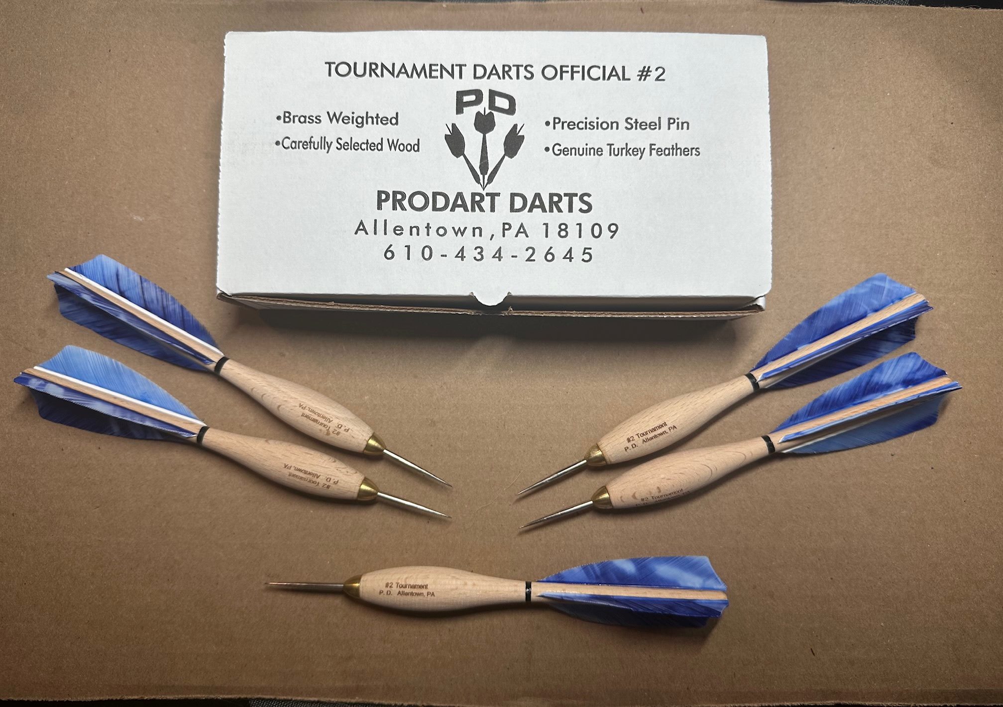 921 Blue Camo Turkey Feather #2 Dartball Wooden Darts