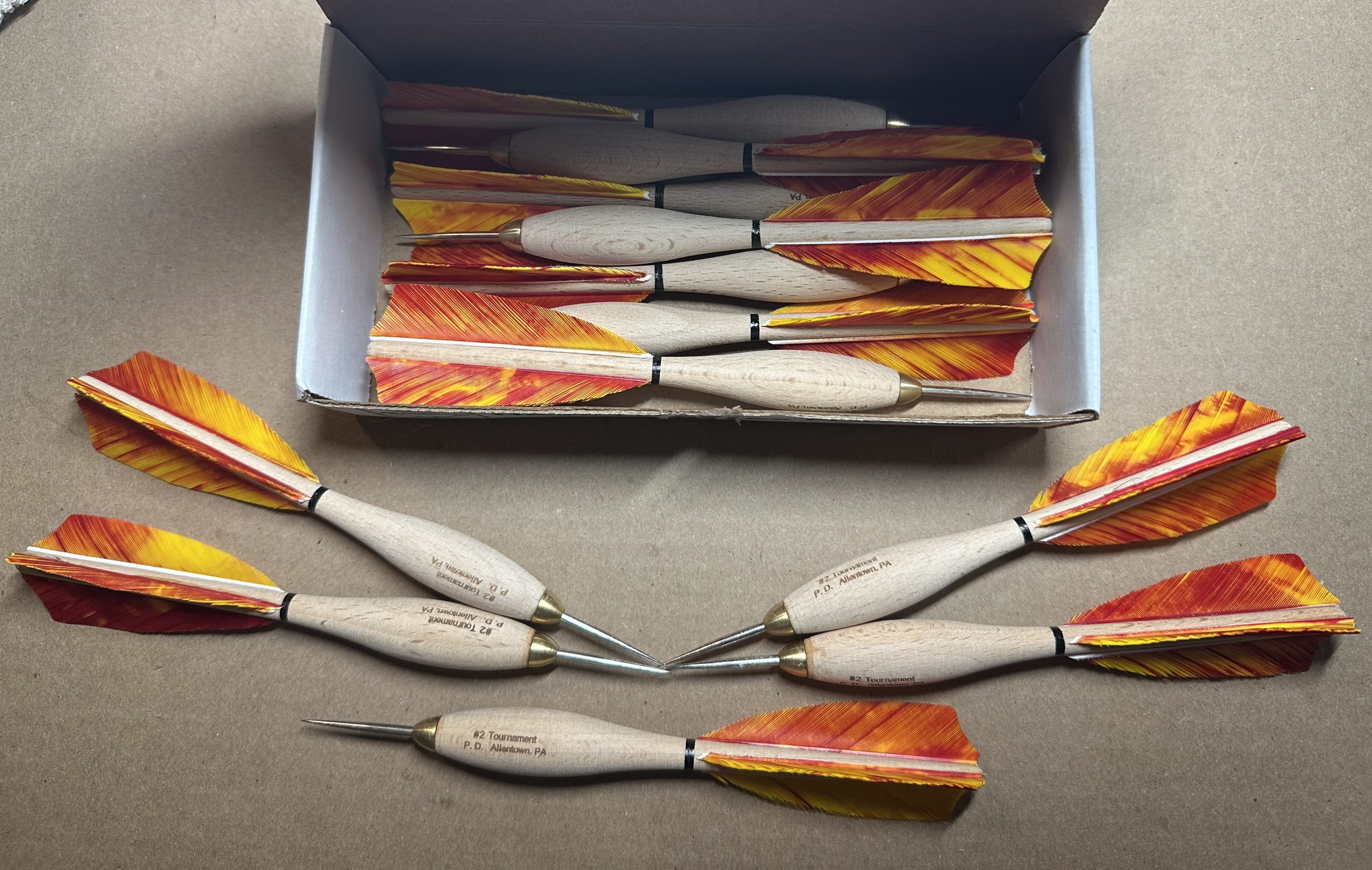 917 Red Camo Turkey Feather #2 Dartball Wooden Darts - Image 2