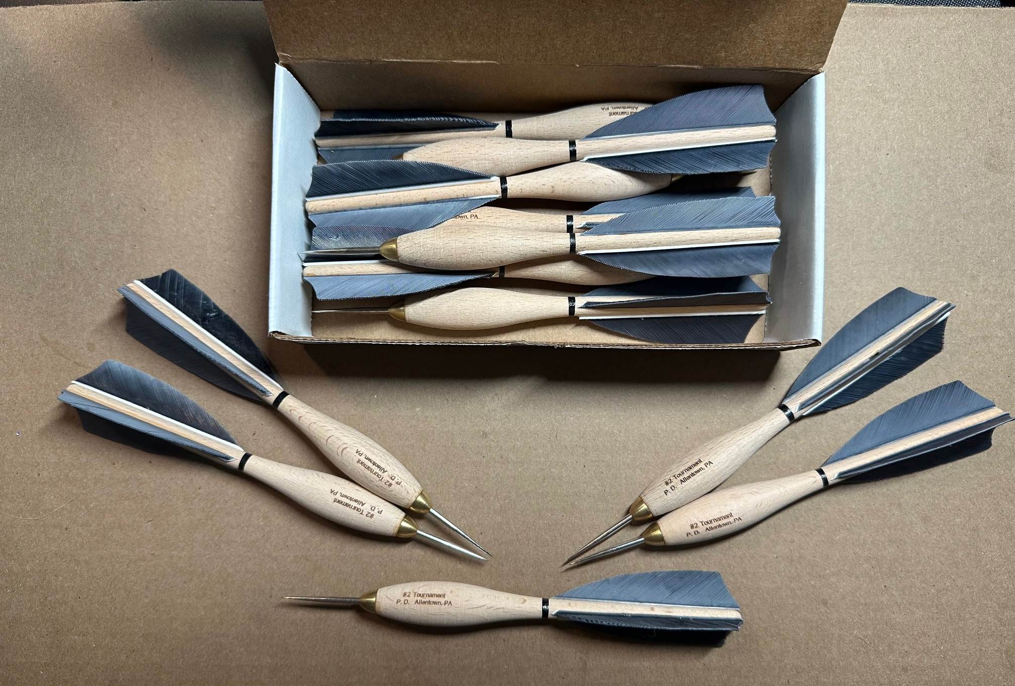 908 Grey Wooden Turkey Feather #2 Dartball Wooden Darts - Image 2
