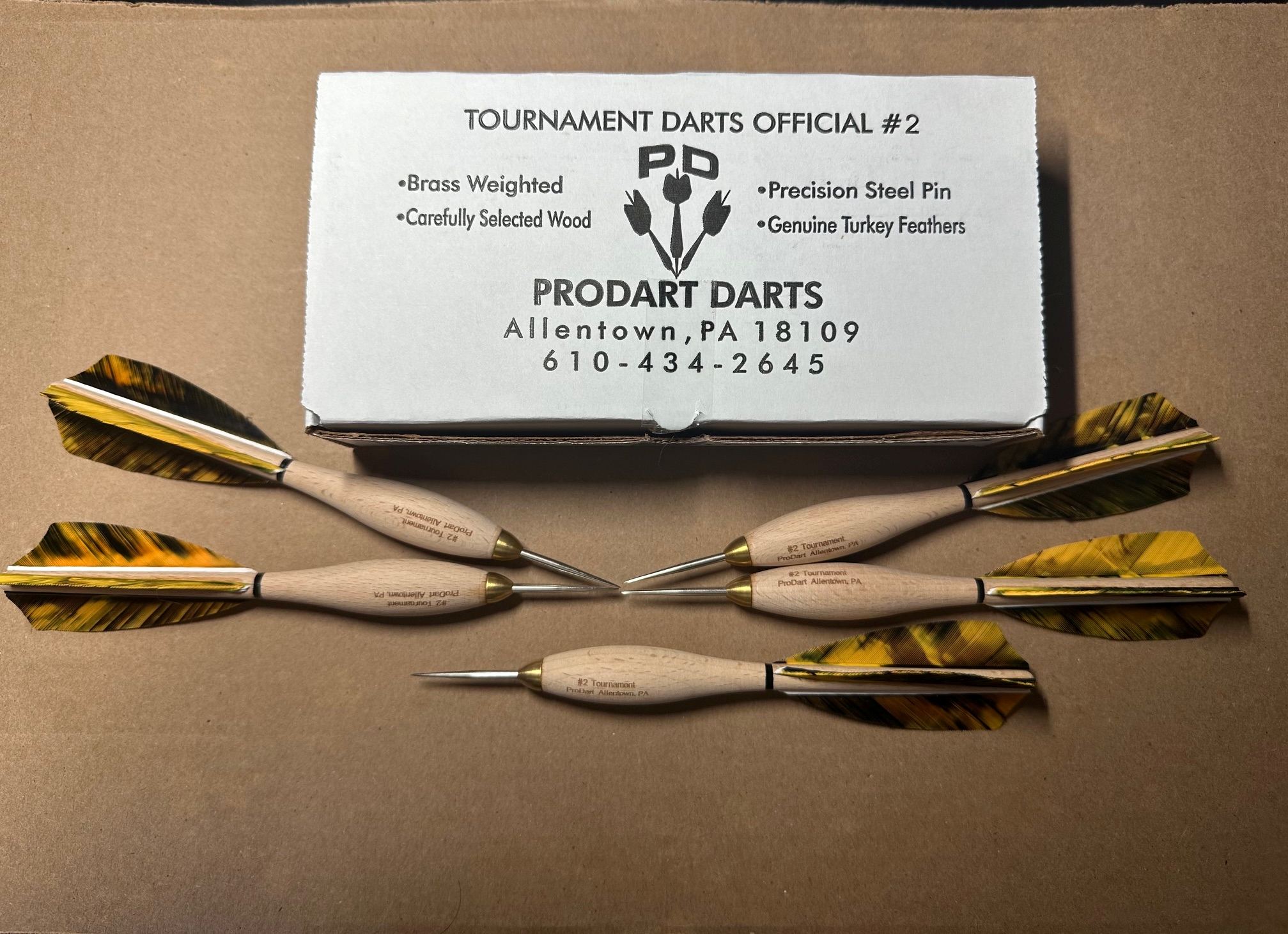 918 Yellow Camo Turkey Feather #2 Dartball Wooden Darts